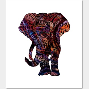 Intricate Asian Elephant Colorful Illustration Posters and Art